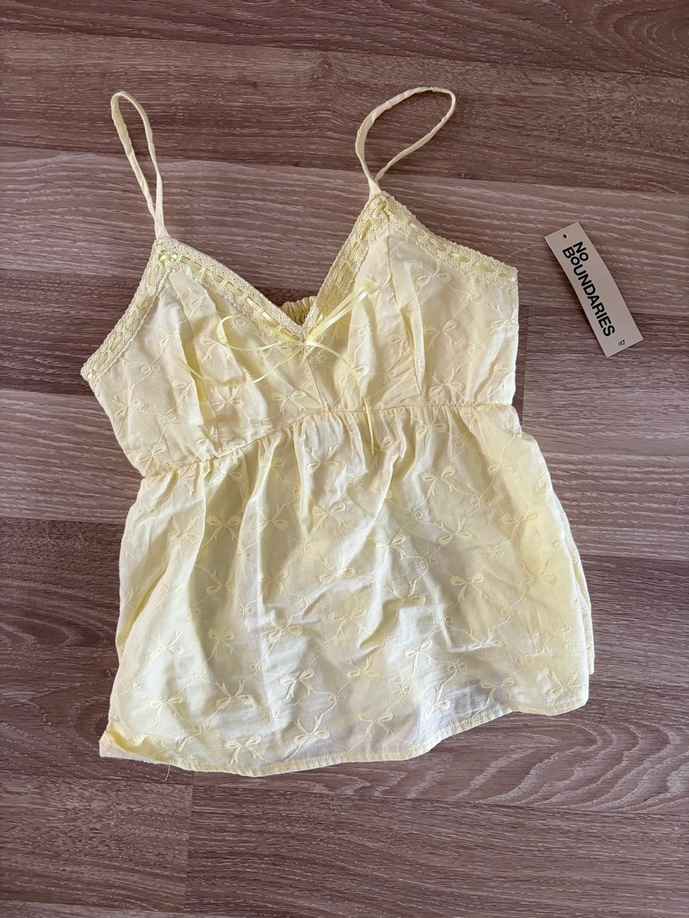 No Boundaries Yellow Babydoll Tank BNWT